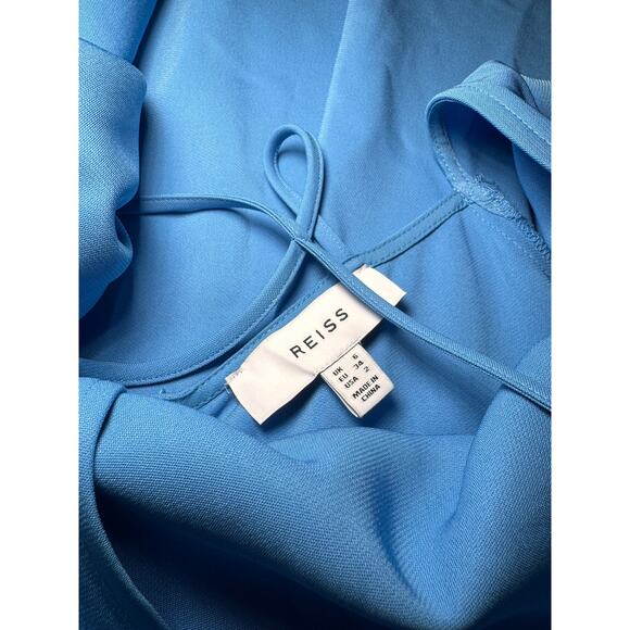 Reiss Blue Eleni viscose crepe midi dress size XS /2 - Picture 10 of 11